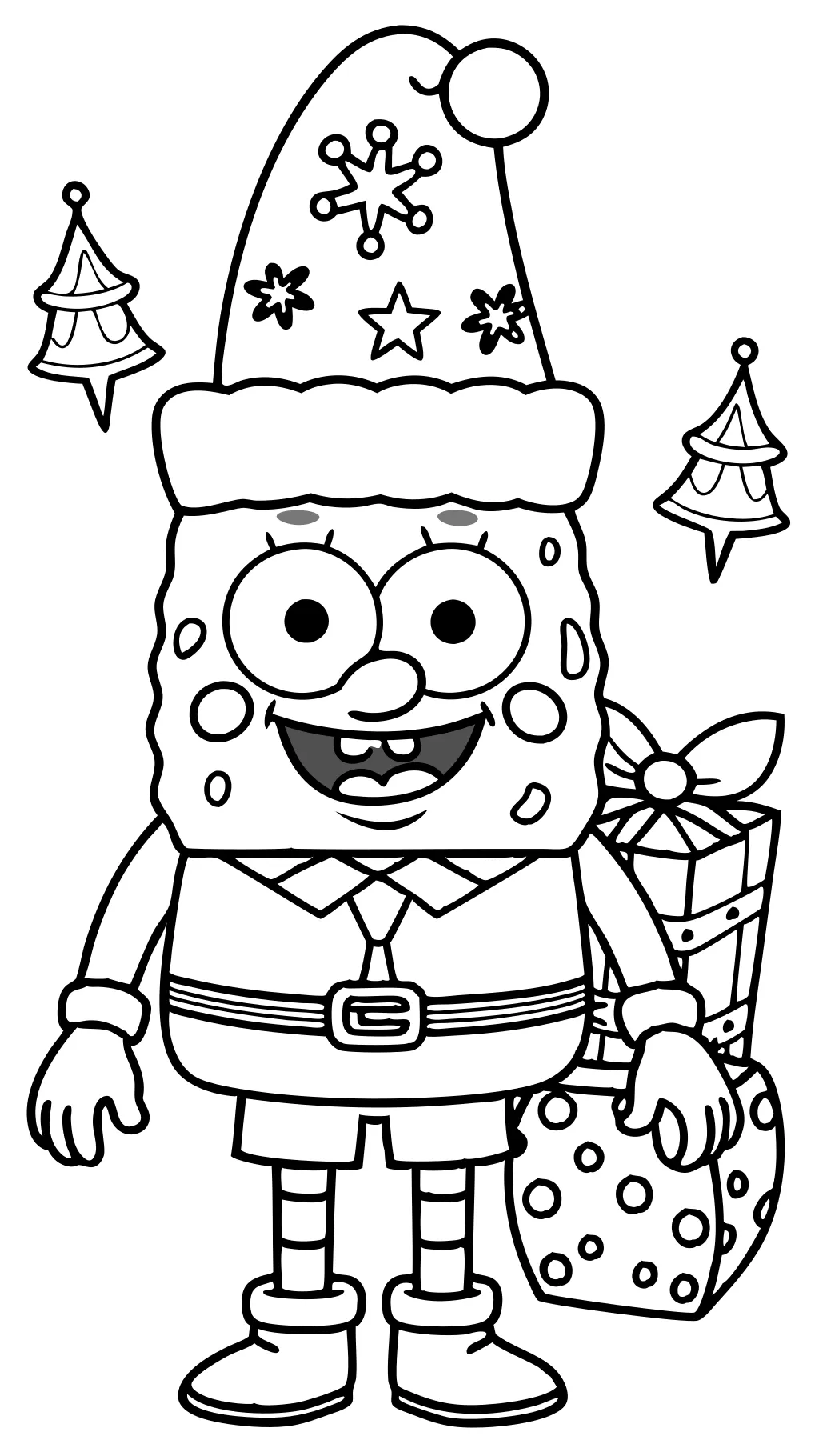 Paginas para colorear de Bob Esponja de Navidad